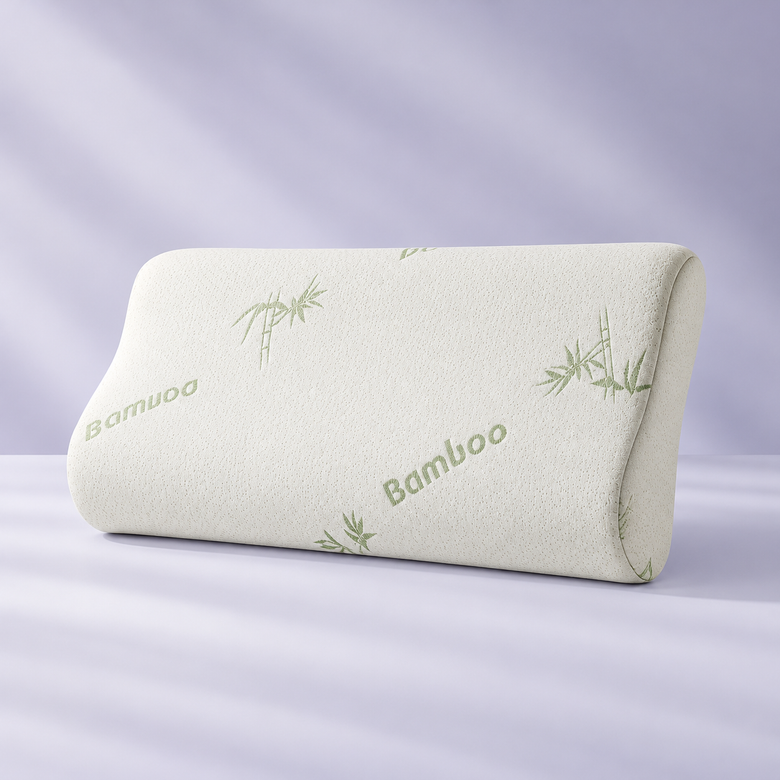 Contour memory foam pillow with viscose-from-bamboo cover